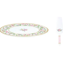 Romantique|Services De Table En Porcelaine​>Easy Life Assiette à gâteau Ø 32 cm avec pelle GARDEN JOY