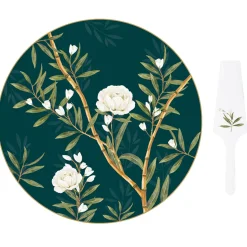 Services De Table En Porcelaine​|Royal Peonies>Easy Life Assiette à gâteau avec pelle de service ROYAL PEONIES