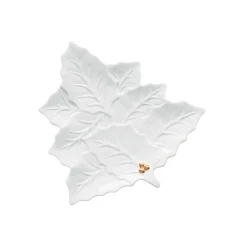 Noël|Holly & Berries>Easy Life Assiette en porcelaine de 22×22 cm HOLLY & BERRIES WHITE
