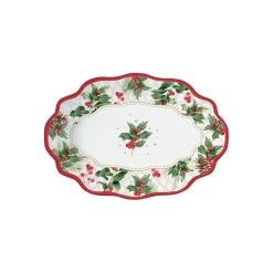 Noël|Services De Table En Porcelaine​>Easy Life Assiette ovale gui CHRISTMAS BERRIES