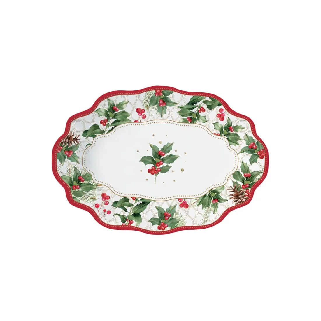 Noël|Services De Table En Porcelaine>Easy Life Assiette ovale gui CHRISTMAS BERRIES