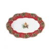 Noël|Services De Table En Porcelaine​>Easy Life Assiette ovale rouge-gorge CHRISTMAS BERRIES