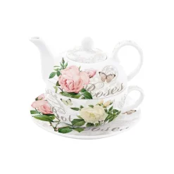 Romantique|Petit Dejeuner>Easy Life Coffret Egoiste En Porcelaine Fine 350 ml + 350 ml JARDIN BOTANIQUE
