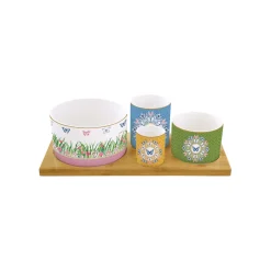 Romantique|Services De Table En Porcelaine>Easy Life Ensemble apéritif avec 4 bols et un plateau SPRING PARADE