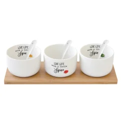 Quotidienne|Services De Table En Porcelaine​>Easy Life Ensemble apéritif avec 3 bols et cuillères KITCHEN ELEMENTS