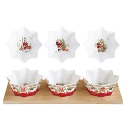 Noël|Services De Table En Porcelaine>Easy Life Ensemble apéritif avec 3 bols CHRISTMAS MEMORIES