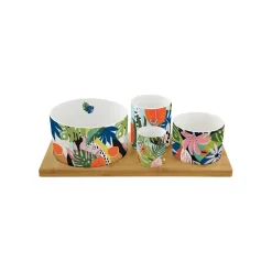 Coffret Cadeau|Services De Table En Porcelaine>Easy Life Ensemble apéritif avec 4 bols TROPICAL VIBES