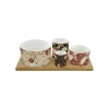 Coffret Cadeau|Services De Table En Porcelaine​>Easy Life Ensemble apéritif avec 4 bols et plateau en bambou KIMONO