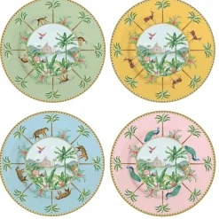 Ethnique|Services De Table En Porcelaine​>Easy Life Ensemble de 4 assiettes àdessert PARADIS SAUVAGE