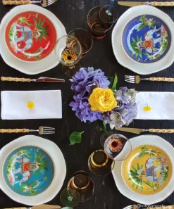 Ethnique|Services De Table En Porcelaine​>Easy Life Ensemble de 4 assiettes àdessert MARAJAH