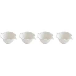 Moderne|Services De Table En Porcelaine>Easy Life Ensemble de 4 mini bols en porcelaine en forme de feuille LEAVES WHITE