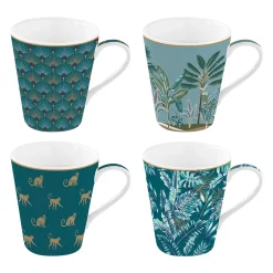 Coffret Cadeau|Petit Dejeuner>Easy Life Ensemble de 4 mugs de 300 ml COFFEE Mania JUNGLE