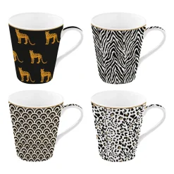 Coffret Cadeau|Petit Dejeuner>Easy Life Ensemble de 4 mugs de 300 ml COFFEE Mania SAVANA