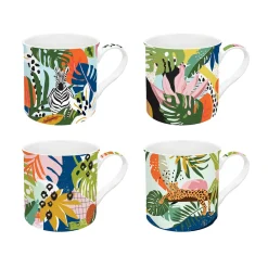 Coffret Cadeau|Petit Dejeuner>Easy Life Ensemble de 4 mugs de 300 ml TROPICAL VIBES