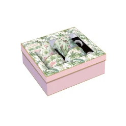 Coffret Cadeau|Petit Dejeuner>Easy Life Ensemble de 4 mugs en porcelaine fine china de 300 mlWild TROPICAL