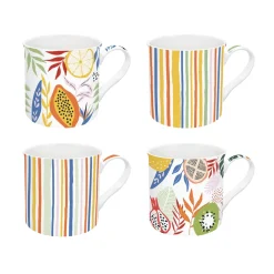 Coffret Cadeau|Petit Dejeuner>Easy Life Ensemble de 4 mugs en porcelaine fine China TUTTI FRUTTI