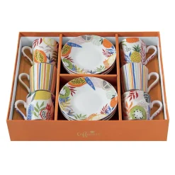 Coffret Cadeau|Petit Dejeuner>Easy Life Ensemble de 6 petites tasses à espresso avec soucoupes TUTTI FRUTTI