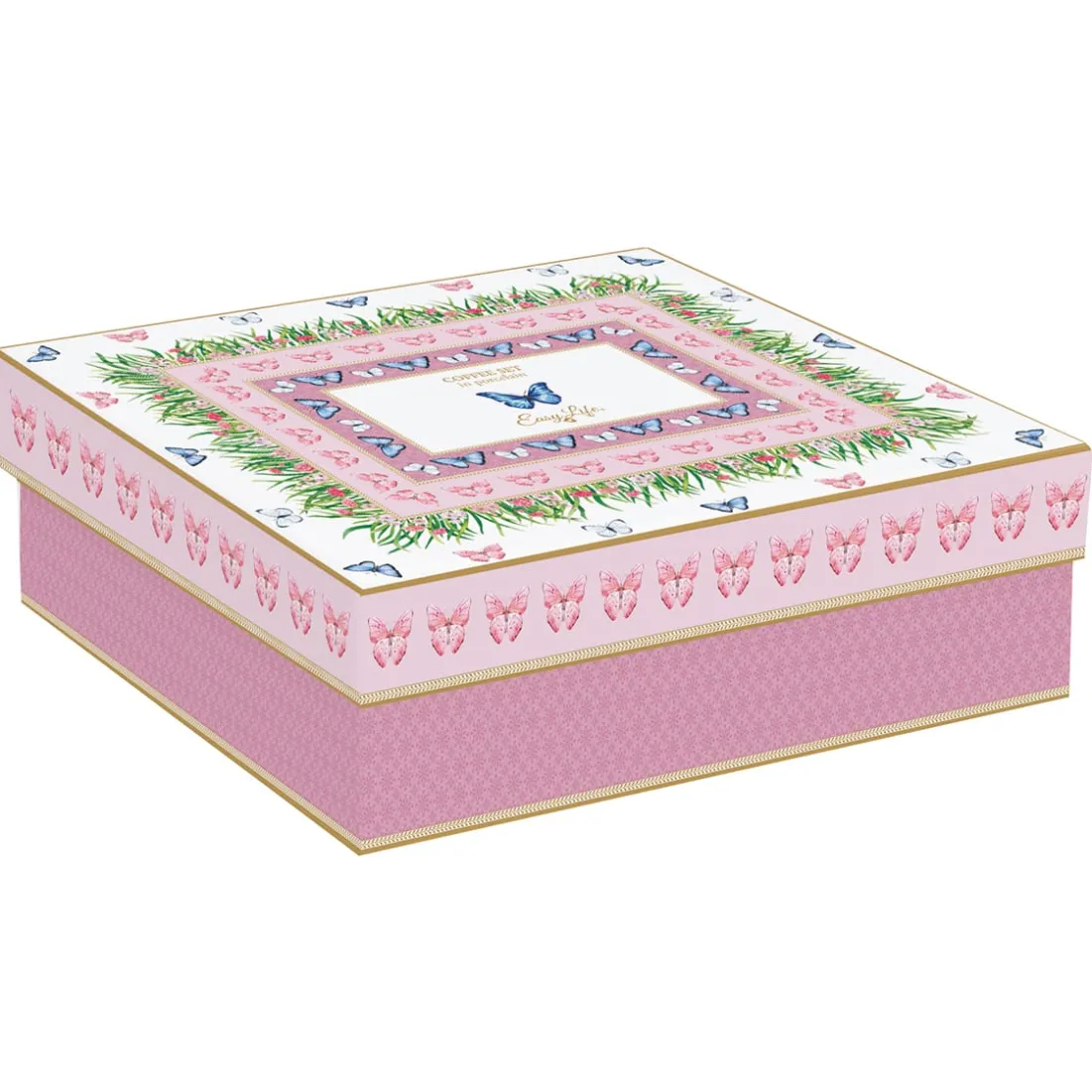 Romantique|Petit Dejeuner>Easy Life Ensemble de 6 petites tasses à café avec soucoupes SPRING PARADE