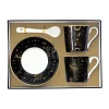 Coffret Cadeau|Petit Dejeuner>Easy Life Ensemble de 2 petites tasses à espresso de 100 ml avec soucoupes et cuillères, dans une boîte cadeau CELESTIAL