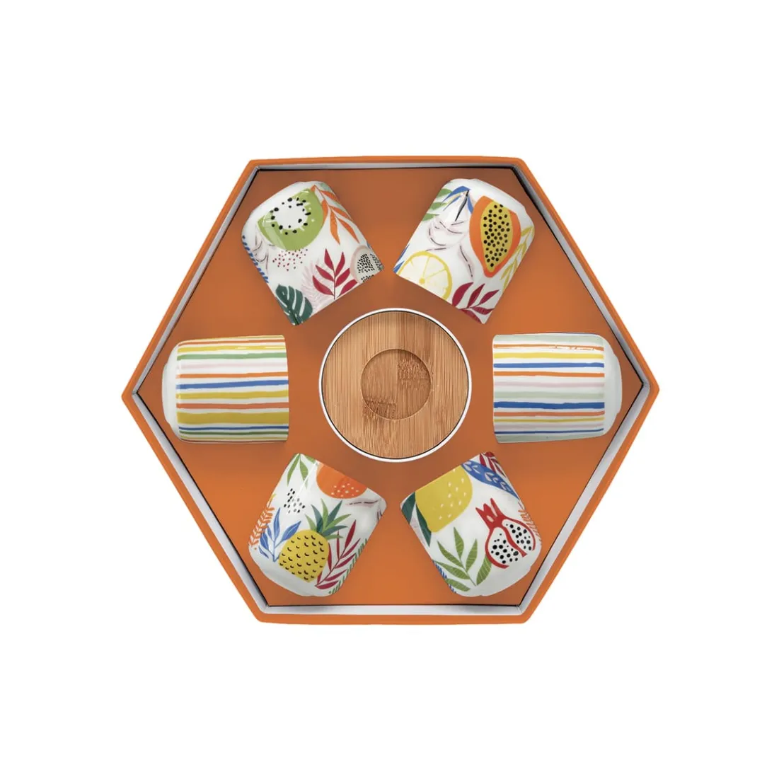 Coffret Cadeau|Petit Dejeuner>Easy Life Ensemble de 6 petits verres à café avec soucoupes TUTTI FRUTTI