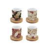 Coffret Cadeau|Petit Dejeuner>Easy Life Ensemble de 4 petits verres à café avec soucoupes en bambou KIMONO