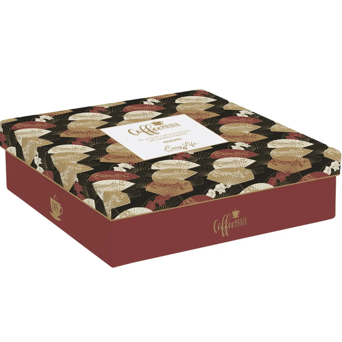 Coffret Cadeau|Petit Dejeuner>Easy Life Ensemble de 4 petits verres à café avec soucoupes en bambou KIMONO