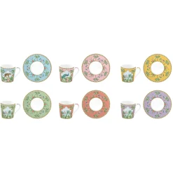 Ethnique|Petit Dejeuner>Easy Life Ensemble de 6 tasses à café avec soucoupes PARADIS SAUVAGE