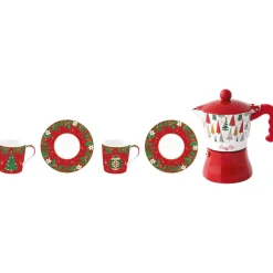 Petit Dejeuner|Jingle Bells>Easy Life Ensemble de 2 tasses à café avec soucoupe et moka JINGLE BELLS