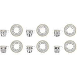 Ethnique|Petit Dejeuner>Easy Life Ensemble de 6 tasses à café avec soucoupes PALAZZO