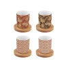 Coffret Cadeau>Easy Life Ensemble de 4 tasses à café en porcelaine avec soucoupe en bambou 110 ml FLEURS DES RÊVES