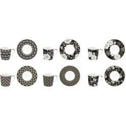 Coffret Cadeau|Petit Dejeuner>Easy Life Ensemble de 6 tasses à espresso avec soucoupes ART DECO & FLOWERS