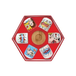 Coffret Cadeau|Petit Dejeuner>Easy Life Ensemble de 6 tasses à espresso de 100 ml avec soucoupesPOP ART