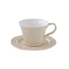 Moderne|Petit Dejeuner>Easy Life Ensemble de 6 tasses à petit-déjeuner de 400 ml avec soucoupes en porcelaine BEIGE