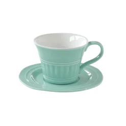 Moderne|Petit Dejeuner>Easy Life Ensemble de 6 tasses à petit-déjeuner de 400 ml avec soucoupes en porcelaine AQUA