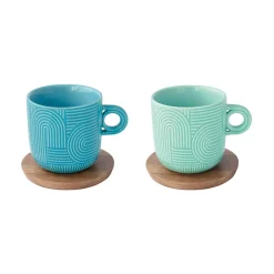 Quotidienne|Petit Dejeuner>Easy Life Ensemble de 2 tasses à thé avec soucoupe TAKE A LOOP ASS.1