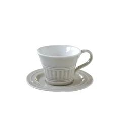 Moderne|Petit Dejeuner>Easy Life Ensemble de 6 tasses à thé de 250 ml avec soucoupes en porcelaineLIGHT GREY