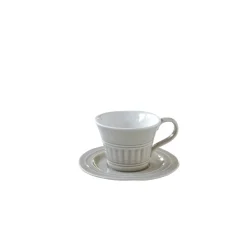Moderne|Petit Dejeuner>Easy Life Ensemble de 6 tasses à thé de 120 ml avec soucoupes en porcelaine AQUA LIGHT GREY