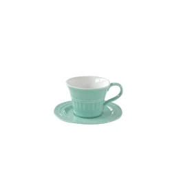 Moderne|Petit Dejeuner>Easy Life Ensemble de 6 tasses à thé de 120 ml avec soucoupes en porcelaine AQUA