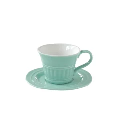 Moderne|Petit Dejeuner>Easy Life Ensemble de 6 tasses à thé de 250 ml avec soucoupes en porcelaine AQUA