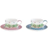 Romantique|Petit Dejeuner>Easy Life Ensemble de 2 tasses avec soucoupes SPRING PARADE