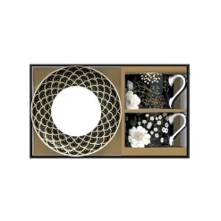 Coffret Cadeau|Petit Dejeuner>Easy Life Ensemble de 2 tasses avec soucoupes ART DECO & FLOWERS