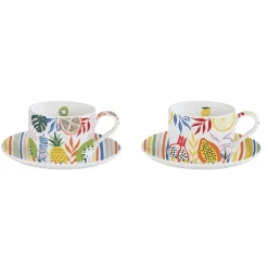 Coffret Cadeau|Petit Dejeuner>Easy Life Ensemble de 2 tasses avec soucoupe TUTTI FRUTTI