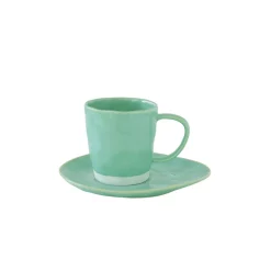 Moderne|Petit Dejeuner>Easy Life Ensemble de 6 tasses de 250 ml avec soucoupes en porcelaine INTERIORS AQUA