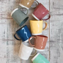 Moderne|Petit Dejeuner>Easy Life Ensemble de 6 tasses de 250 ml avec soucoupes en porcelaine INTERIORS AQUA