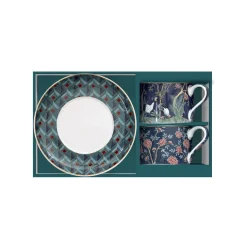 Coffret Cadeau|Petit Dejeuner>Easy Life Ensemble de 2 tasses de 240 ml avec soucoupes en porcelaine, dans une boîte cadeau MANDALAY