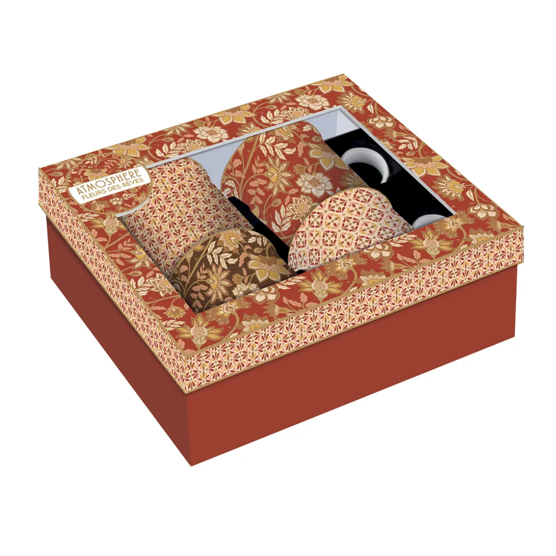 Coffret Cadeau>Easy Life Ensemble de 4 tasses en porcelaine 300 ml FLEURS DES RÊVES