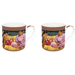 Masterpiece|Petit Dejeuner>Easy Life Ensemble de 2 tasses en porcelaine de 300 ml dans une boîte cadeau TAHITIAN WOMEN ON THE BEACH
