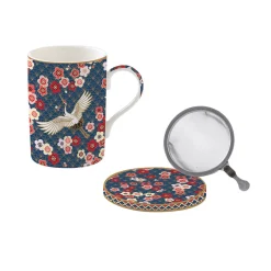 Coffret Cadeau|Petit Dejeuner>Easy Life Mug et sous-verre en porcelaine avec infuseur, 350 ml OKINAWA