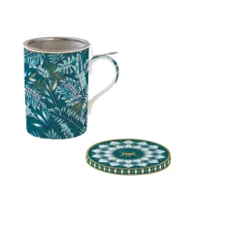 Coffret Cadeau|Petit Dejeuner>Easy Life Mug et sous-verre en porcelaine avec infuseur 350 ml Atmosphere JUNGLE