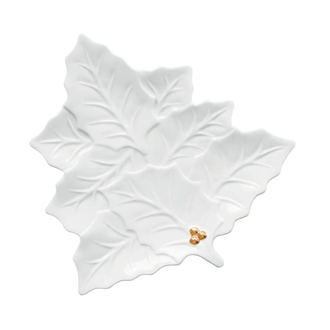 Noël|Services De Table En Porcelaine>Easy Life Plat de service de 30×30 cm HOLLY & BERRIES WHITE